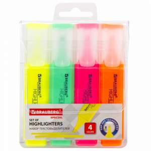 Набор текстовыделителей 4шт. BRAUBERG 